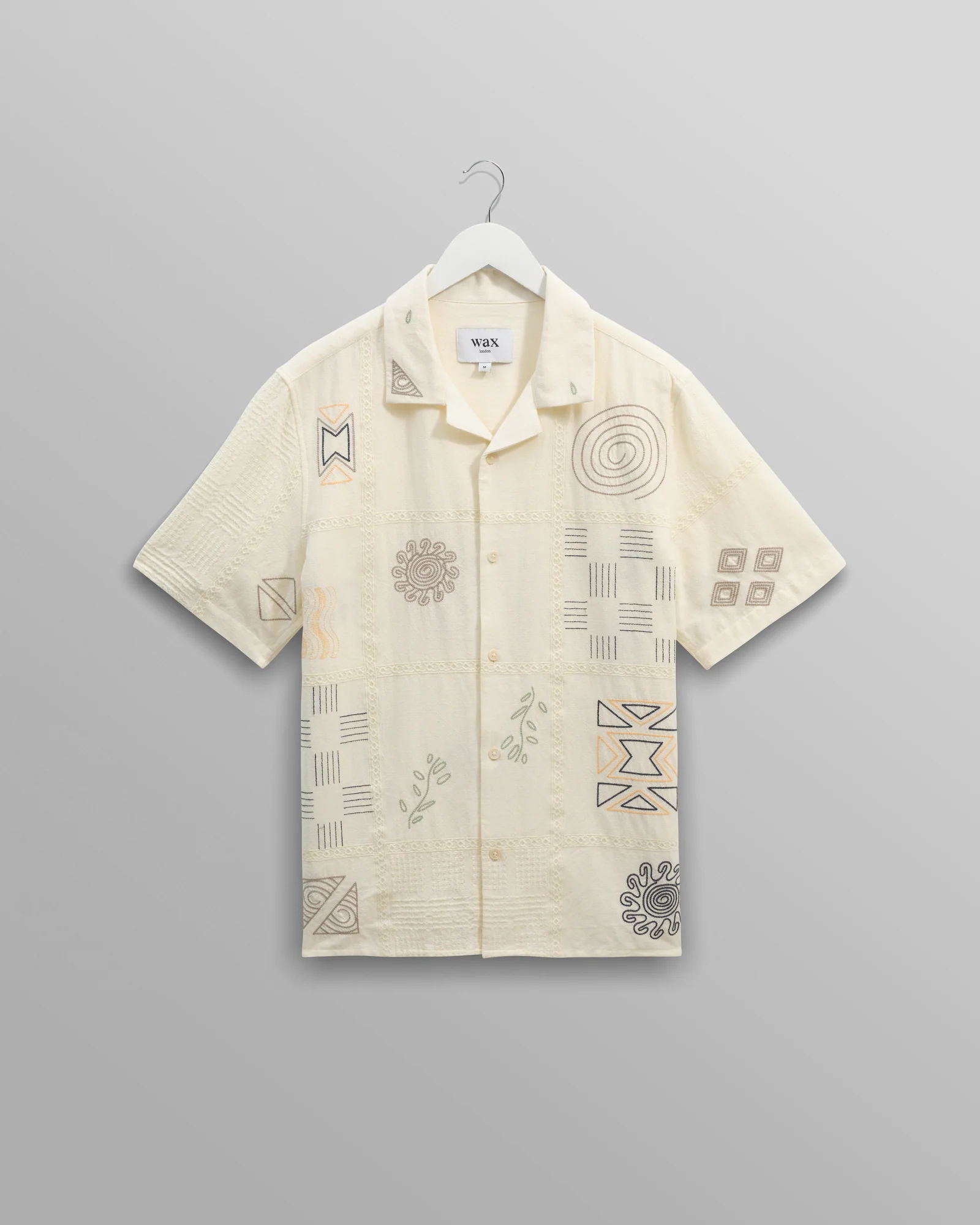 Didcot - Ecru Doodle Embroidered Short-Sleeve Shirt