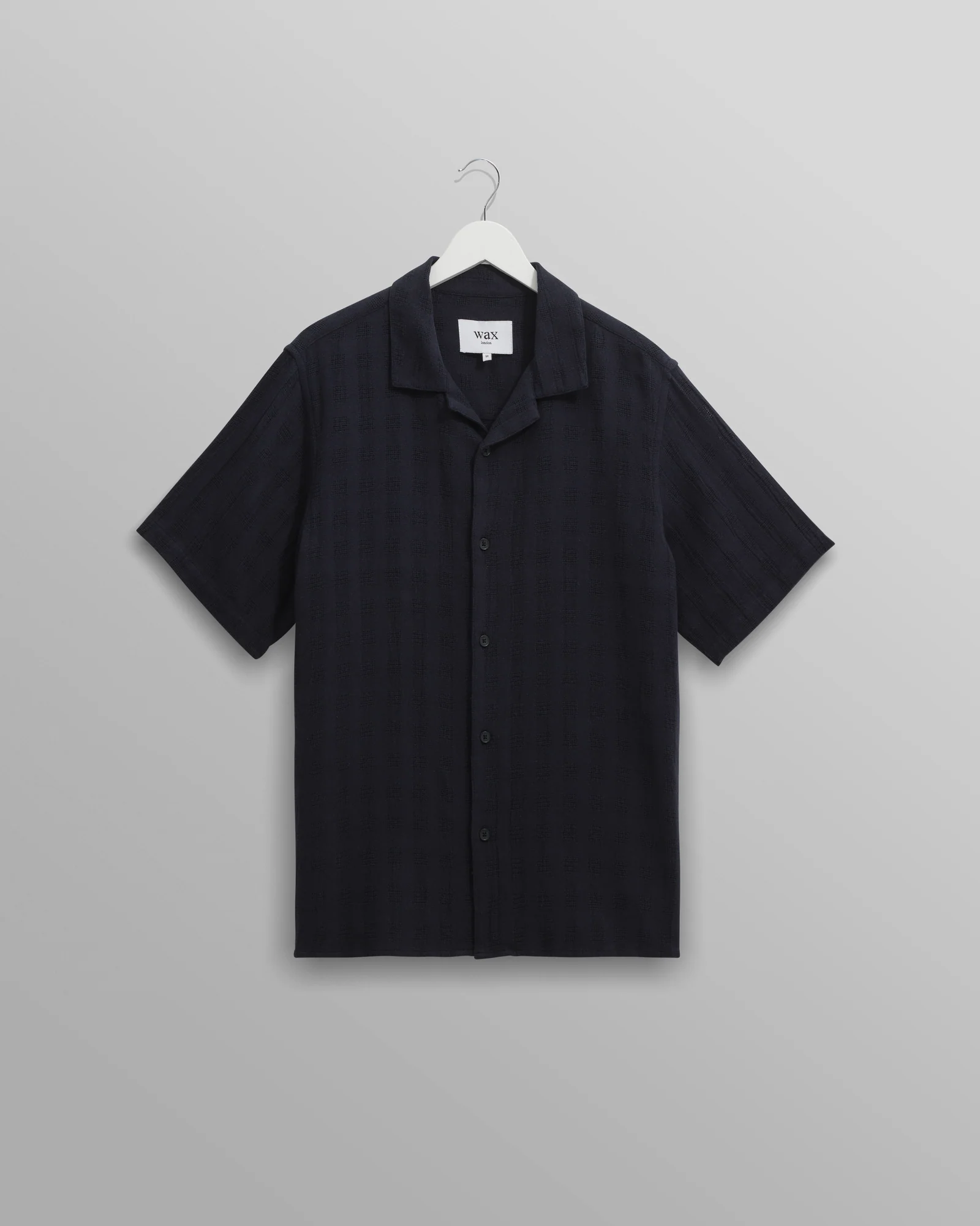 Didcot - Navy Open Weave Cotton Short-Sleeve Shirt