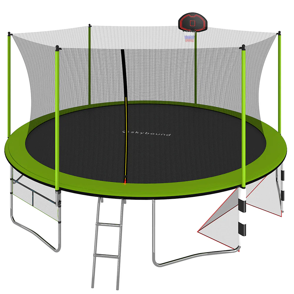 SkySoar 16ft Trampoline with Soccer Goal (Orange)